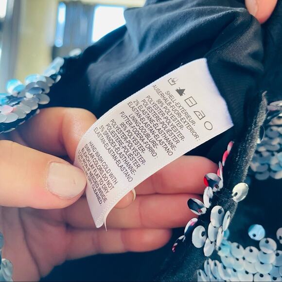 DRESS THE POPULATION Pastel Floral Sequin Black Velvet Backless Mini Dress S - Picture 7 of 10